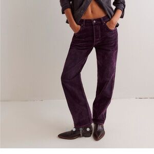 Free people Velvet Flocked First Class straight leg jeans
